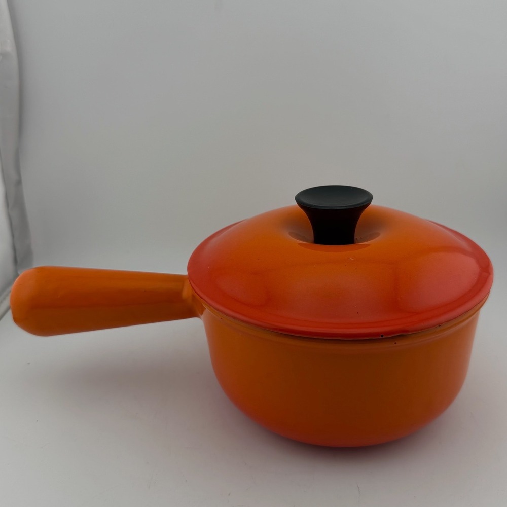 Le Creuset 14 Flame Orange Enameled Cast Iron Saucepan with Lid France